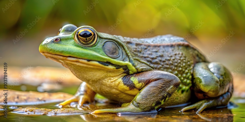 Close-up shot of a North American Bullfrog Close-up shot of a North American Bullfrog
