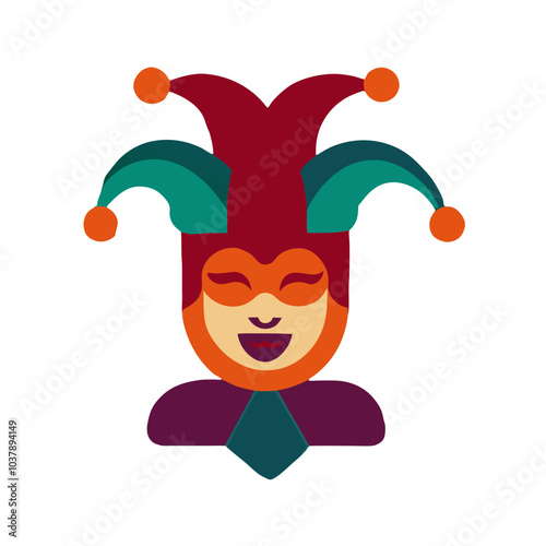 Colorful abstract jester mask with playful expression