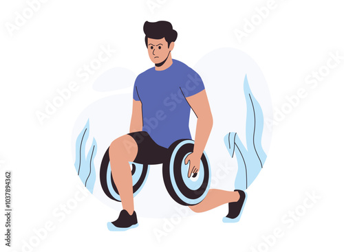 Illustration of Man Performing Lunges with Weights