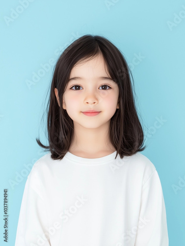 Portrait of a Cute Little Girl in a Simple Sweatshirt
