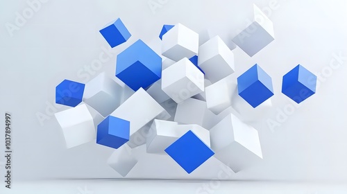 Abstract 3D Render of cubes photo