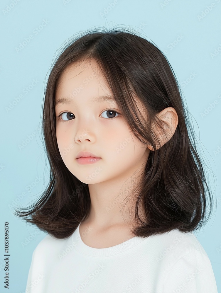 Portrait of a Cute Little Girl in a Simple Sweatshirt