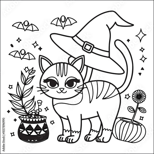 cat coloring page for kids