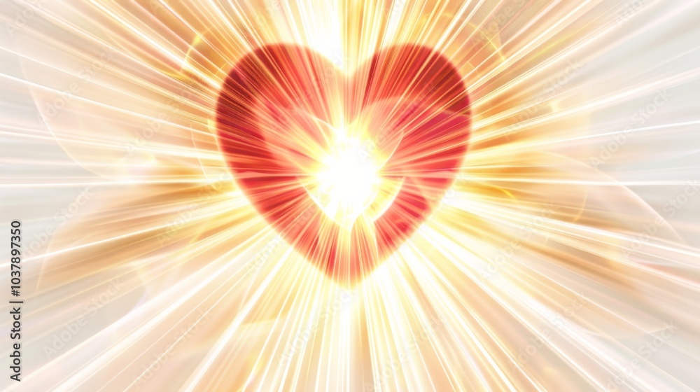 Obraz premium a heart radiating with inner light, with beams of energy extending outward into the universe