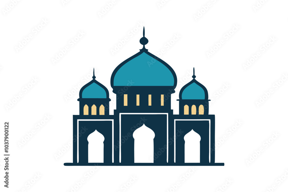 Simple Mosque Vector Silhouette on White Background Simple Mosque Vector Silhouette on White Background