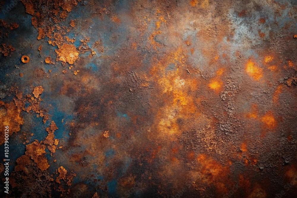 High angle view of rusty metal texture with rust and oil on dark background High angle view of rusty metal texture with rust and oil on dark background