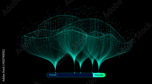 Illustration of abstract stream. Artificial intelligence. Big data, technology, AI, data transfer, data flow, large language model, generative AI