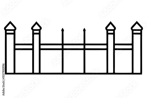 Fence Silhouette | isolated vector silhouette illustration on white background