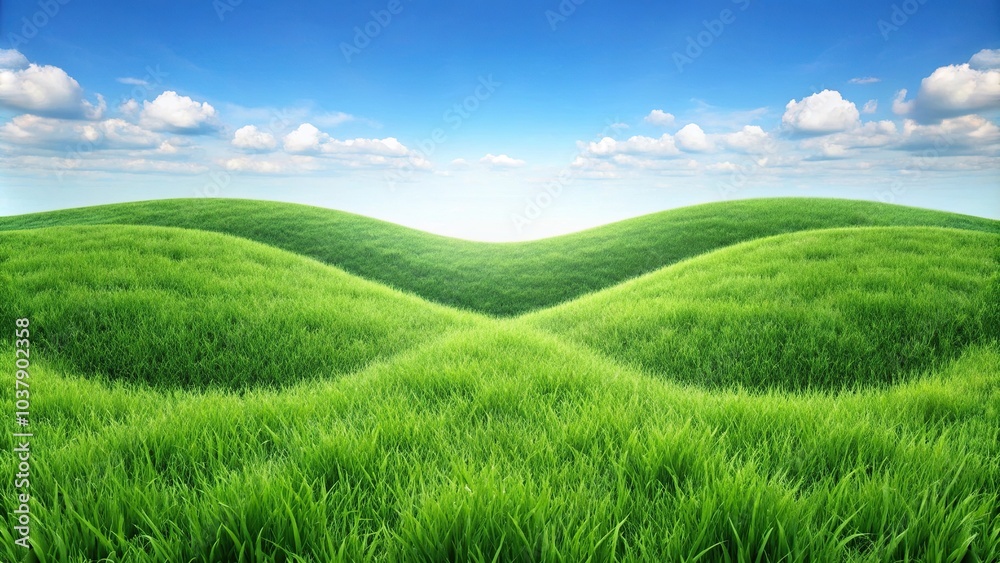 Naklejka premium Infinite shaped green grass land on isolated background with Depth of Field