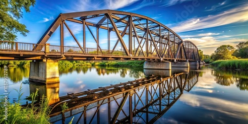 Historic Mottville Bridge spanning the St Joseph River in Michigan photo