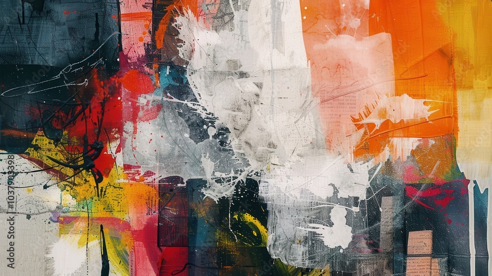 Fototapeta premium Bold modern art wallpaper featuring striking splashes of color in an urban style for contemporary decor