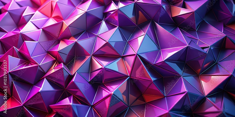 Experience a mesmerizing loopable 4K background with vibrant violet and pink low poly geometric triangles, ideal for Experience a mesmerizing loopable 4K background with vibrant violet and pink low poly geometric triangles, ideal for
