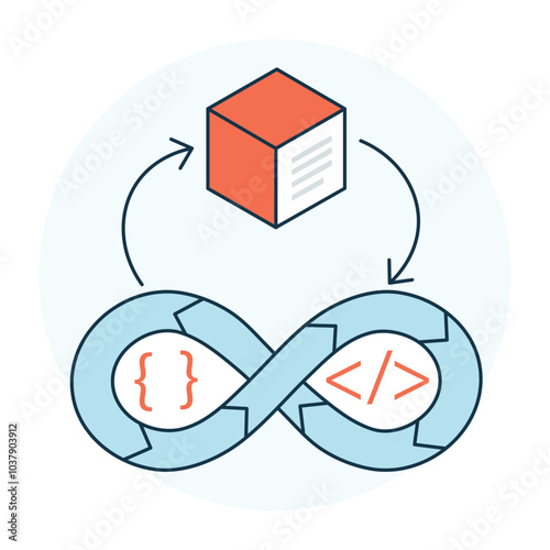 Continuous Integration Icon Illustrating Automated Code Merging Processes icon with editable stroke.