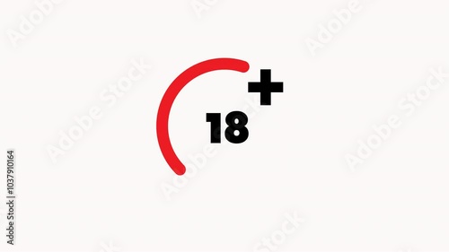 Age limit 18 Plus Video, Not Allowed sign animation on a white background.