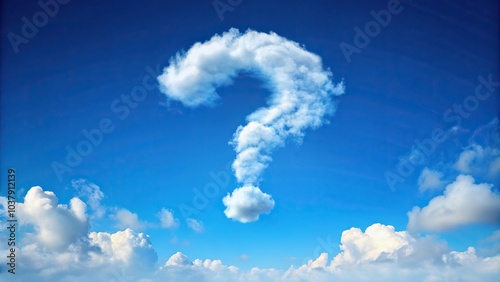 Panoramic cloud in shape of question mark against blue sky