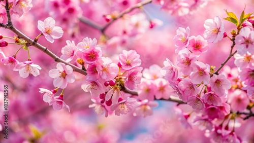 pink cherry blossoms in full bloom macro photo