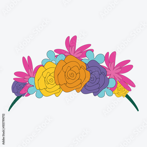 A wreath of flowers on the head, a decoration of flowers.
