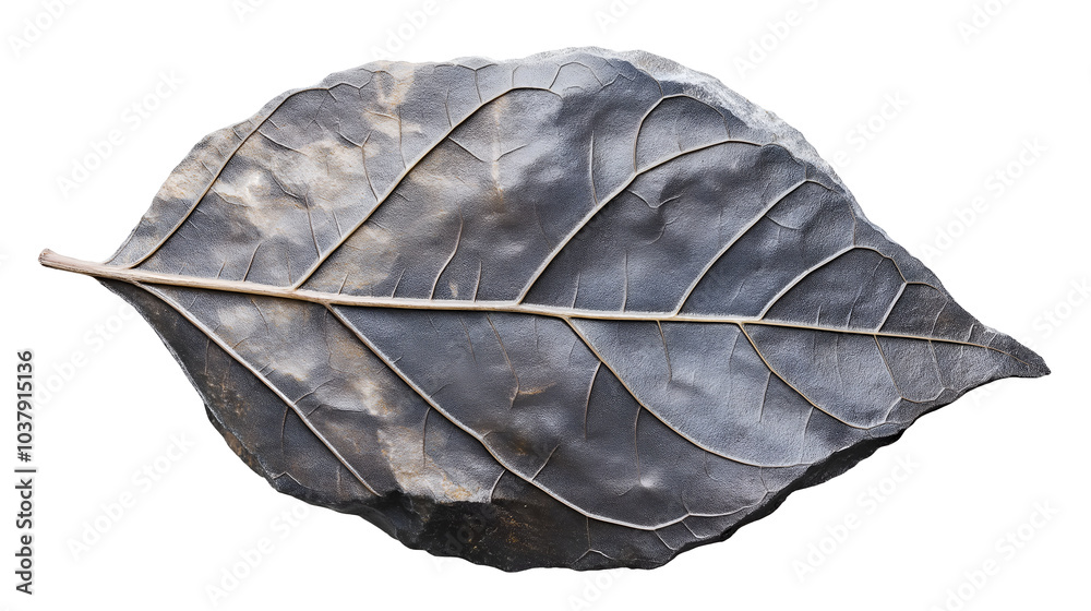 fossilized remains of an ancient leaf imprinted in stone on isolated background
fossilized remains of an ancient leaf imprinted in stone on isolated background