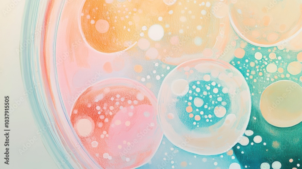 A colorful painting of a cell with a blue and green background A colorful painting of a cell with a blue and green background