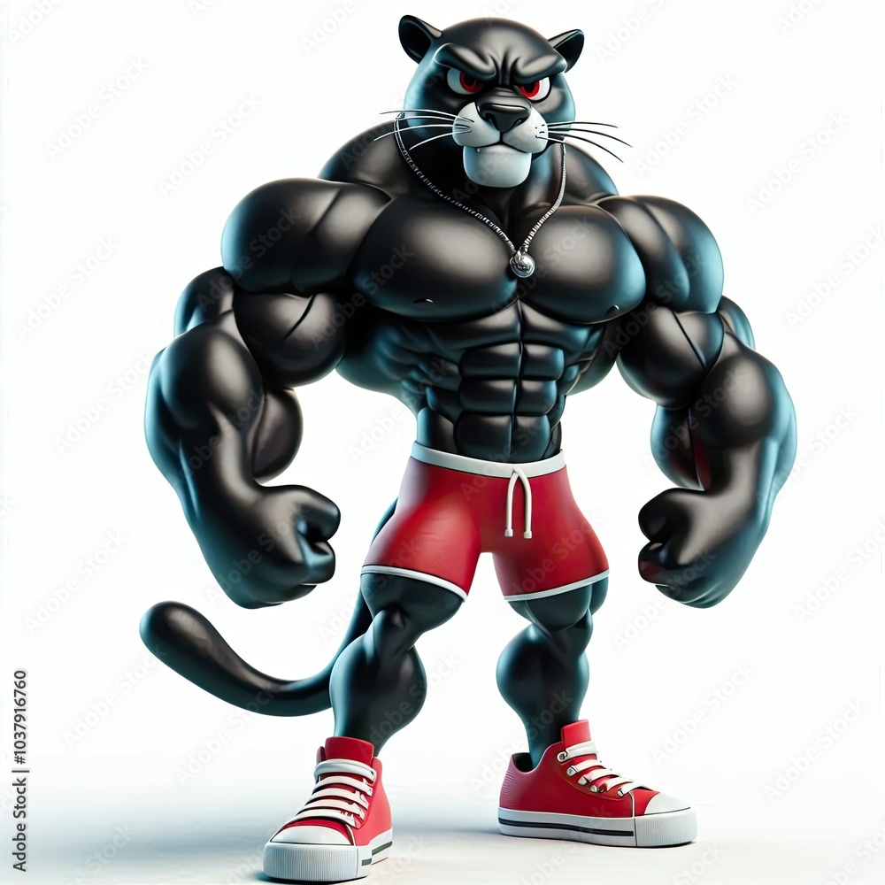 Strong and Fit Cartoon Animal with Well-Defined Biceps and Abs Doing Workout in Gym Clothing, Healthy Lifestyle Illustration Isolated on White Background. Generative AI Strong and Fit Cartoon Animal with Well-Defined Biceps and Abs Doing Workout in Gym Clothing, Healthy Lifestyle Illustration Isolated on White Background. Generative AI