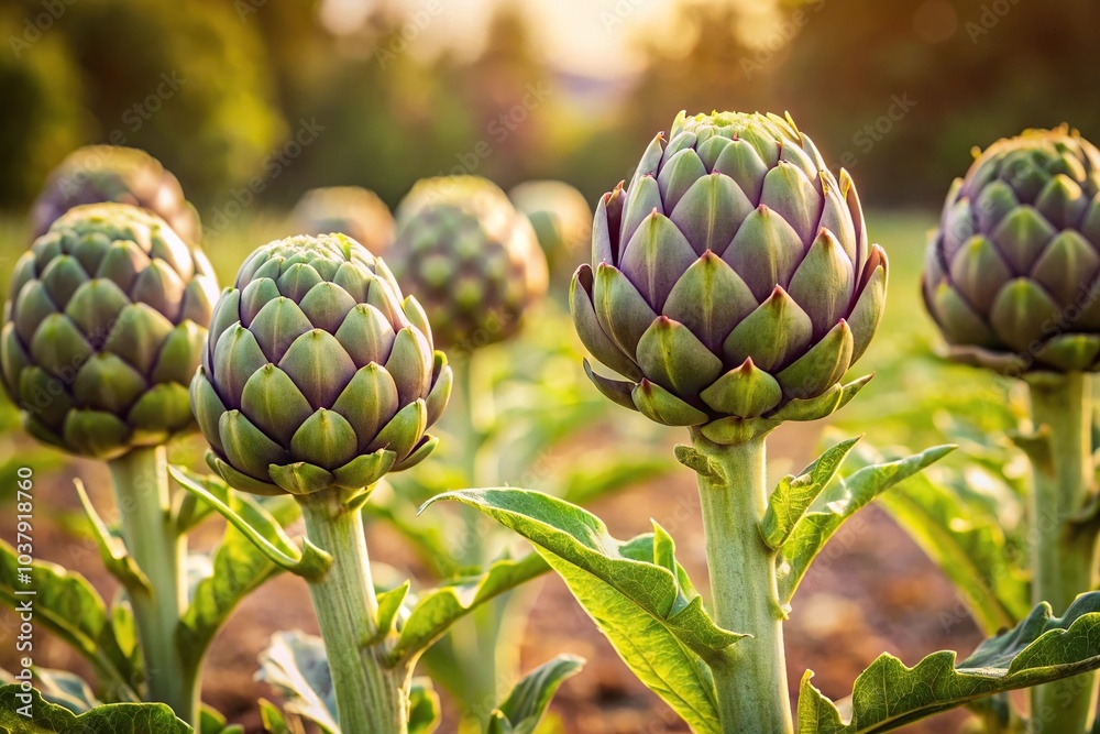 Fototapeta premium Silhouette artichoke plant in various growth stages