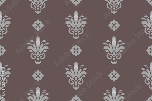 Ikat paisley embroidery on the fabric in Indonesia,India and asian countries, background, curtain, carpet, wallpaper, clothing, wrapping, Batik, vector illustration.