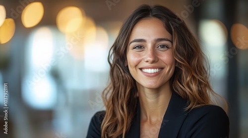 Fototapeta Naklejka Na Ścianę i Meble -  Successful Business Negotiations in Modern Office Setting - Hyperealistic Image of Female Manager Handshaking, HR Recruiting, and Client Contract Deal Making