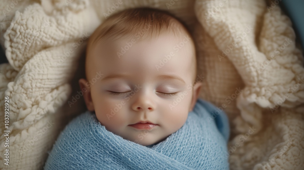 Peaceful Baby Sleeping in Soft Blanket Peaceful Baby Sleeping in Soft Blanket