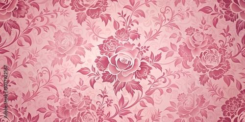 Silhouette pink floral pattern vintage wallpaper