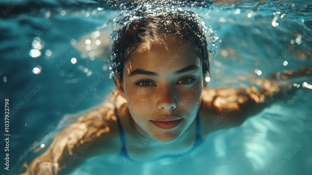 A woman swimming in a pool, symbolizing fitness, relaxation, and aquatic activity. A woman swimming in a pool, symbolizing fitness, relaxation, and aquatic activity.