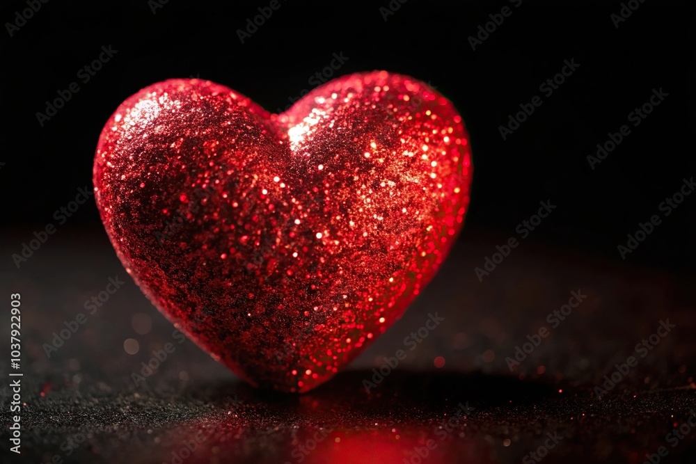 Sparkling red heart on black background Sparkling red heart on black background