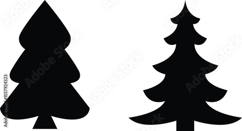 Christmas tree silhouette vector illustration  on white background   