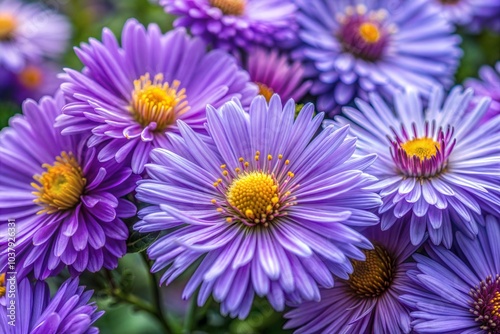 Close-up of intricate purple aster flowers in full bloom photo