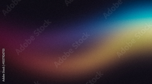 Abstract glowing dark blue orange magenta color grainy gradient texture backdrop design, copy space