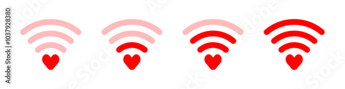 love meter red network level vector icon, wifi indicator scale