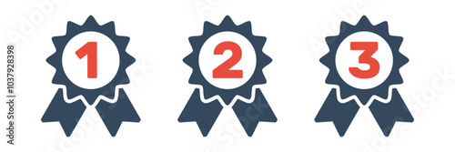1st 2nd 3rd place awards, flat solid vector set