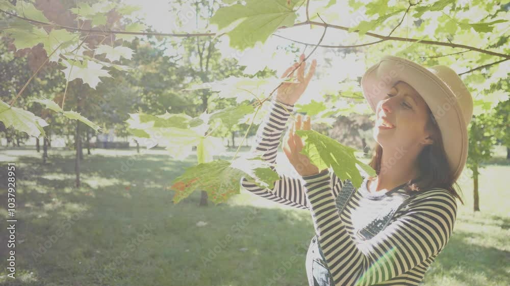 beautiful russian woman portrait in summer in park