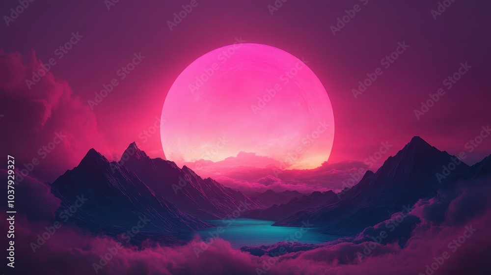 Enchanted Planet with Pink and Turquoise Clouds Enchanted Planet with Pink and Turquoise Clouds