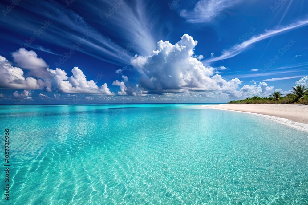 Obraz premium Tropical paradise with azure waters and white sands