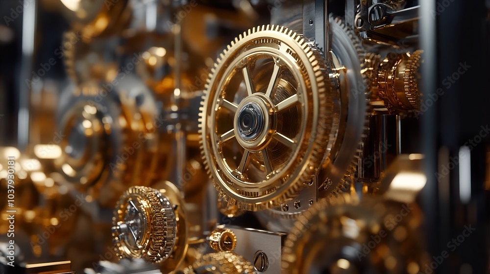 Intricate Golden Gears: A Close-Up Look at Precision Engineering Intricate Golden Gears: A Close-Up Look at Precision Engineering