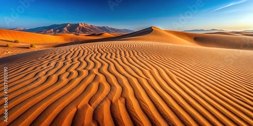 wave patterns in the shifting red sands of the omani desert