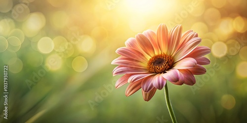 A solitary delicate flower basking in the warm glow of a sunlit meadow, its petals reaching towards the sky, a symbol of life and beauty in nature's embrace.