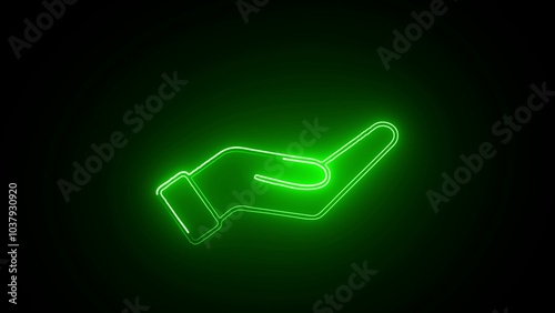 glowing neon Hands up.	