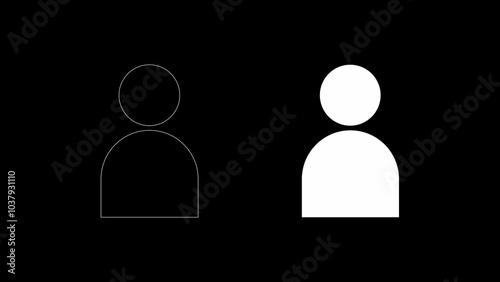 glowing neon profile illustration icon. Contact icon with neon sign on a black background.	