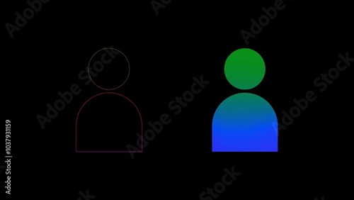 glowing neon profile illustration icon. Contact icon with neon sign on a black background.	