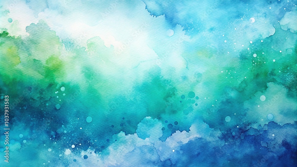watercolor background of blue, green, and white hues with depth of field effect