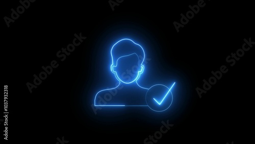Profile is ready, Glowing neon person sign icon people  icon.
