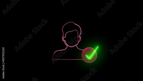 Profile is ready, Glowing neon person sign icon people  icon.