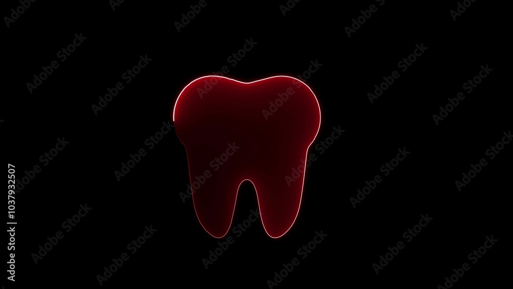 glowin neon illustration of a tooth glowin neon illustration of a tooth