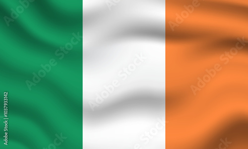 ireland national flag with waving background